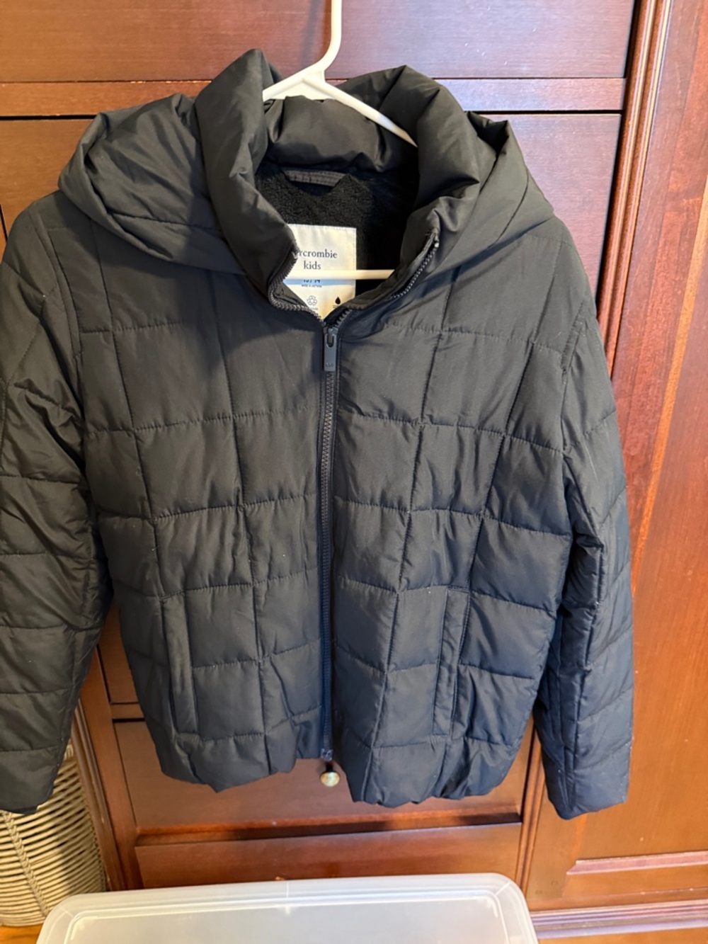 abercrombie kids Black Quilted Hooded Puffer Coat